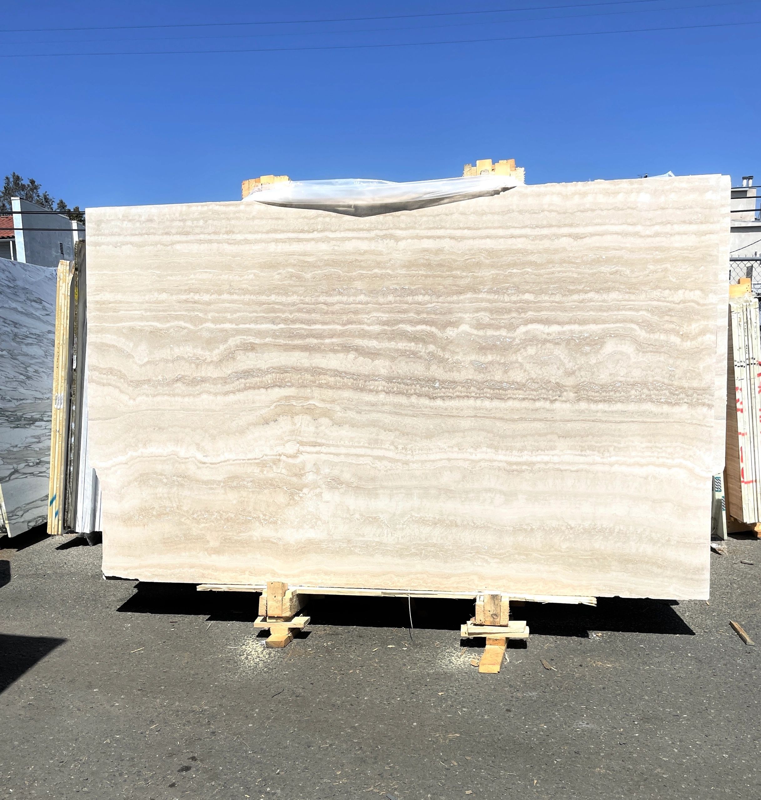 Navona Roman Vein Cut Travertine slabs from Italy at Slab Yard